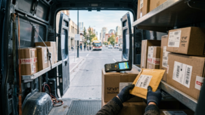 Courier van loaded with same-day deliveries in Calgary
